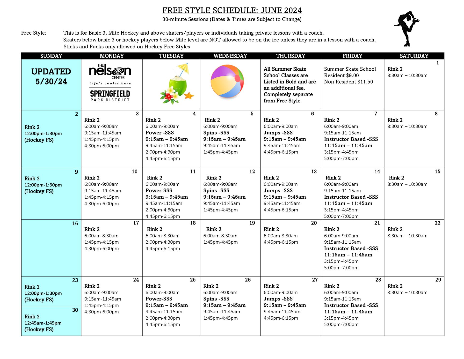 2024 June Free Style Schedule